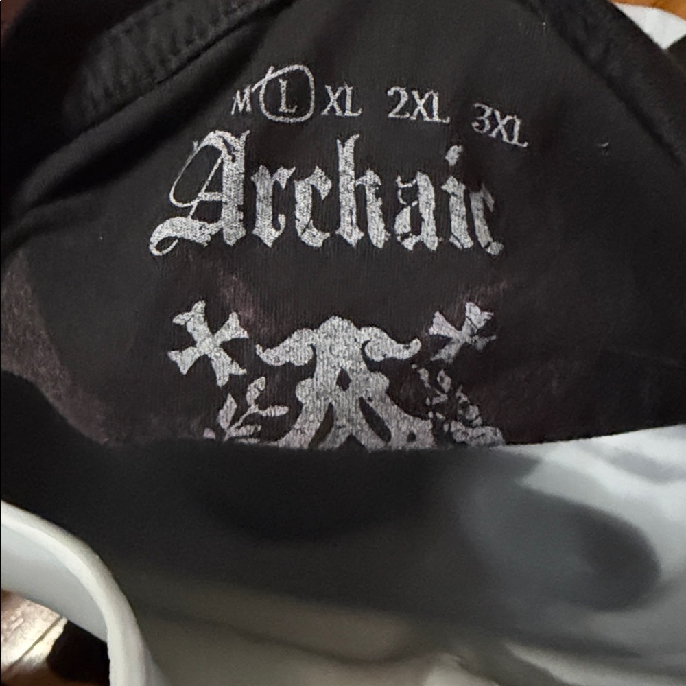 Archaic Women's Black and Purple Winged V-Neck Top - Picture 3 of 3